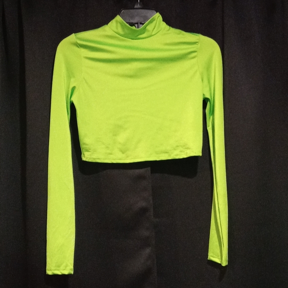 monaco Tops - Monaco mock neck,long sleeve , Neon crop top